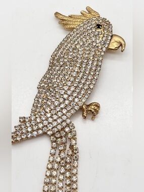 Vintage Cockatoo Parrot Rhinestone Brooch